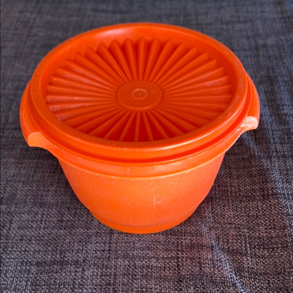 Tupperware Orange Round Container Vintage